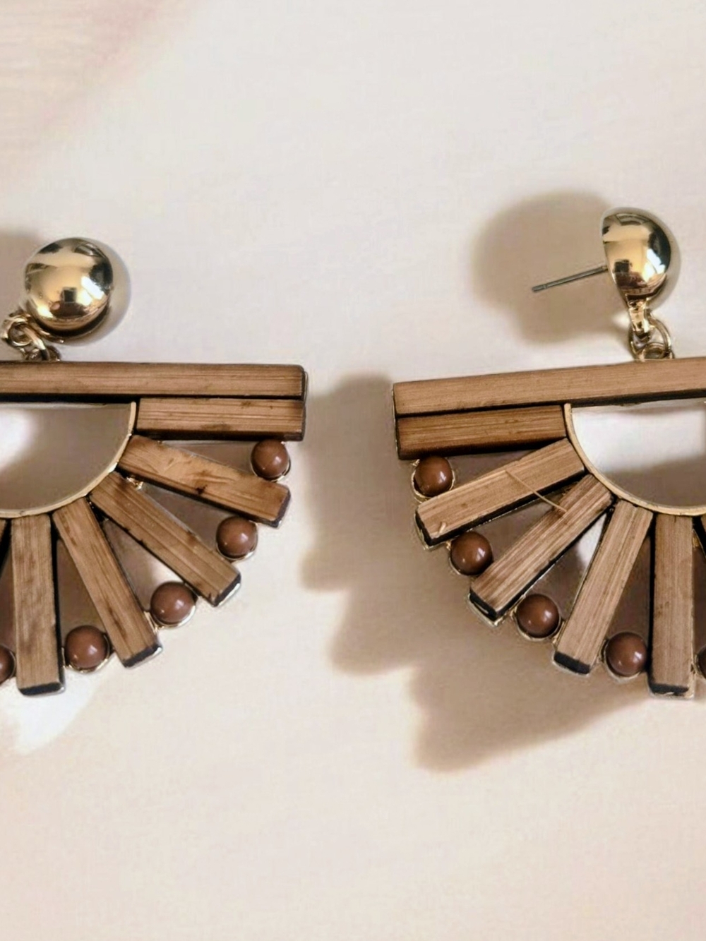 Aldo Gold and Brown Fan Drop Earrings